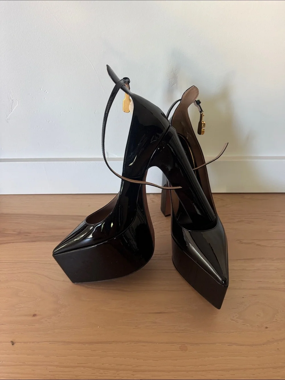 Valentino Garavani Black Patent Leather Platform Slingback Pumps